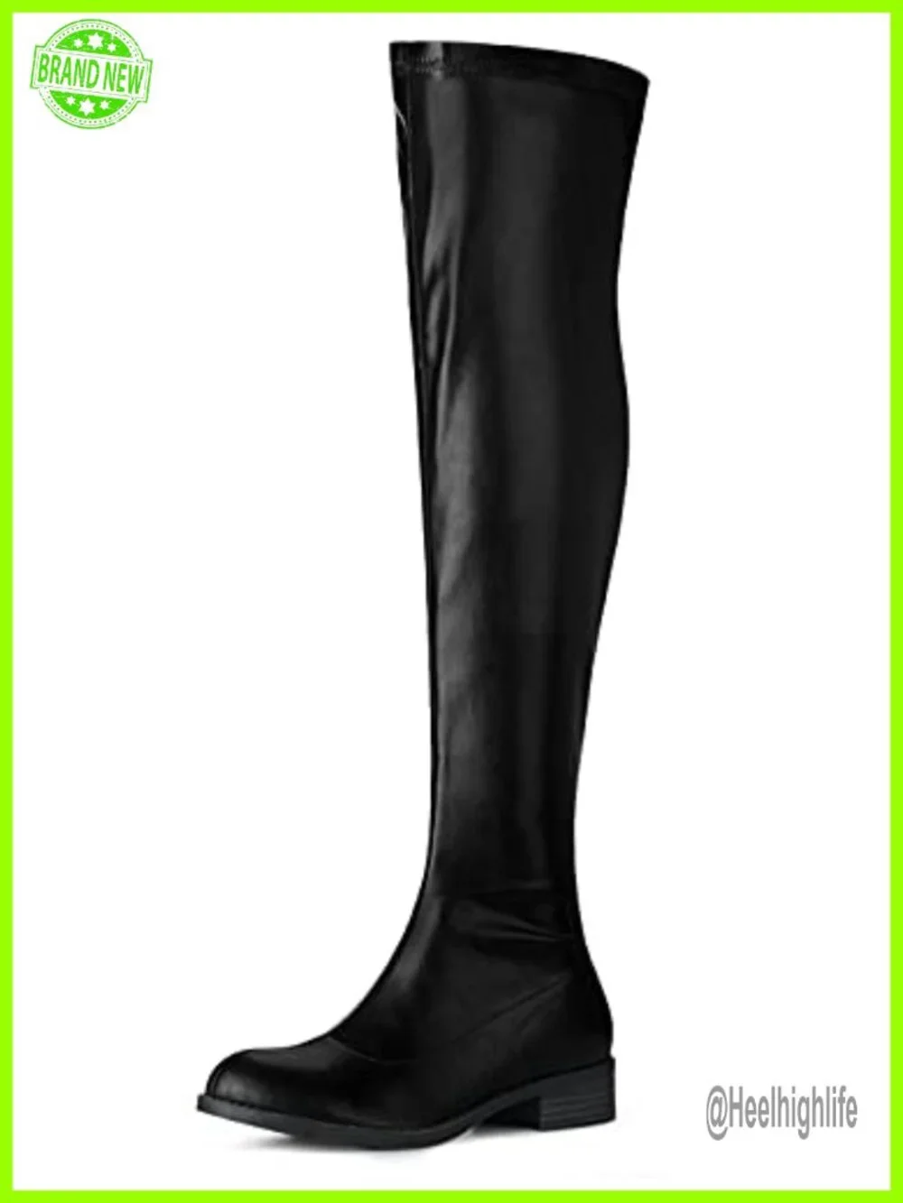 Faux Leather Over the Knee Boots Block Heel Zip Closure